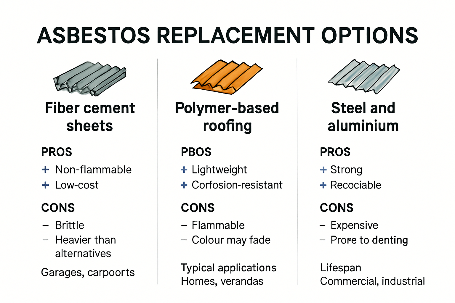Comparison of asbestos replacement options and their features