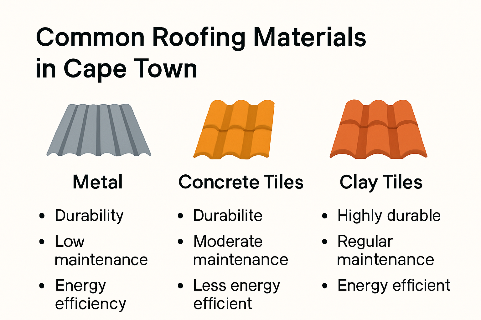 Infographic comparing common roofing materials in Cape Town