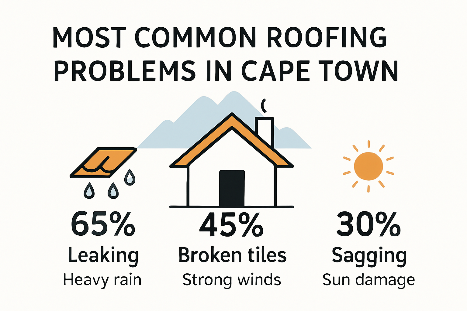 Infographic showing common roofing problems in Cape Town