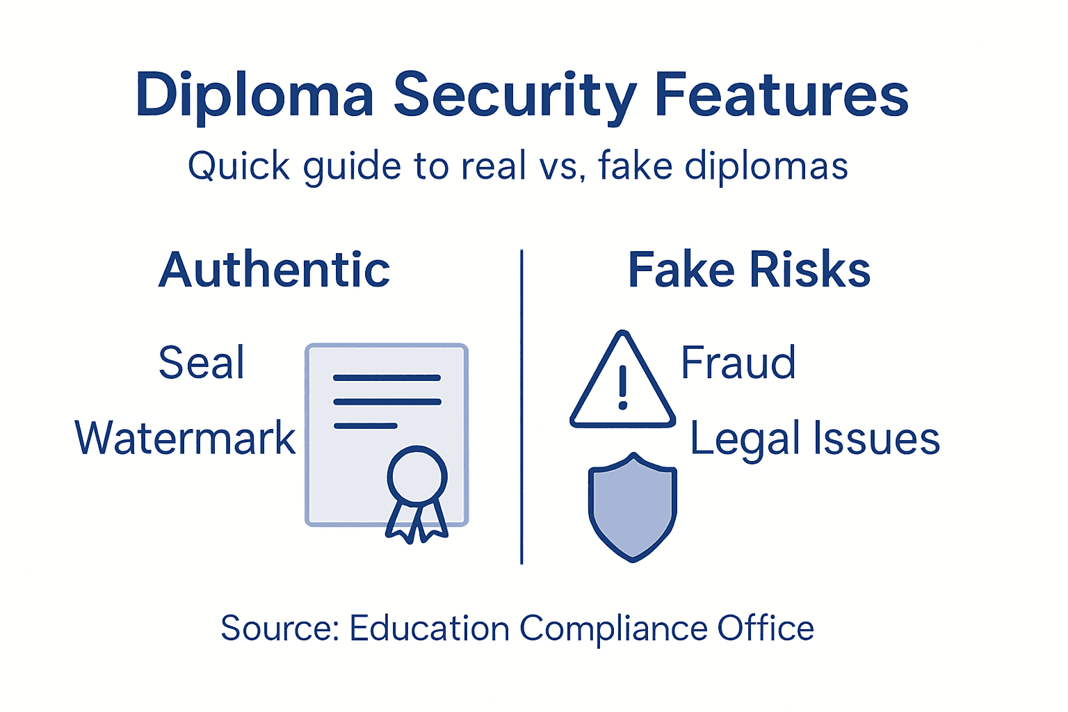 Infographic showing diploma security features and fraud risks