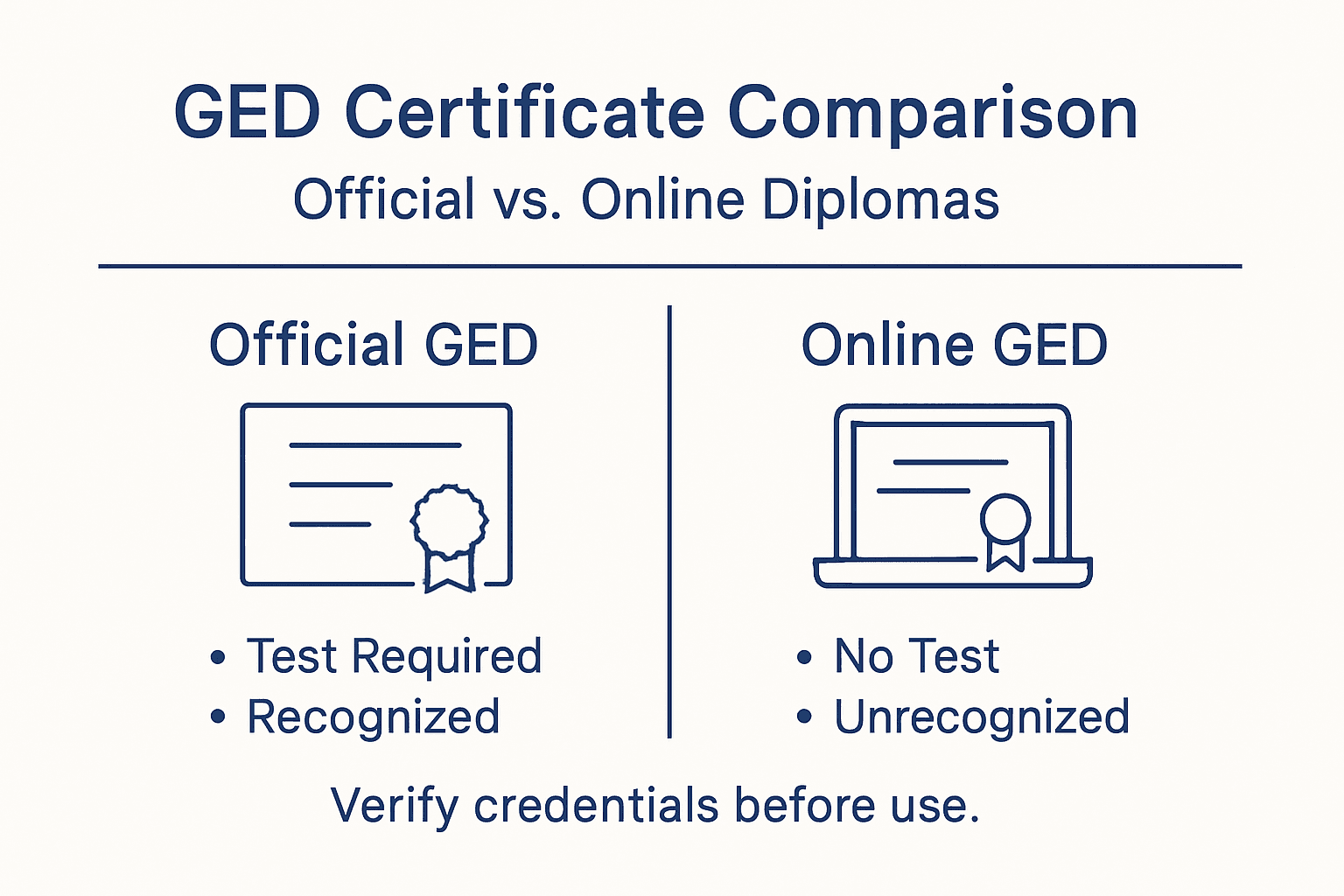 Infographic comparing official and online GED