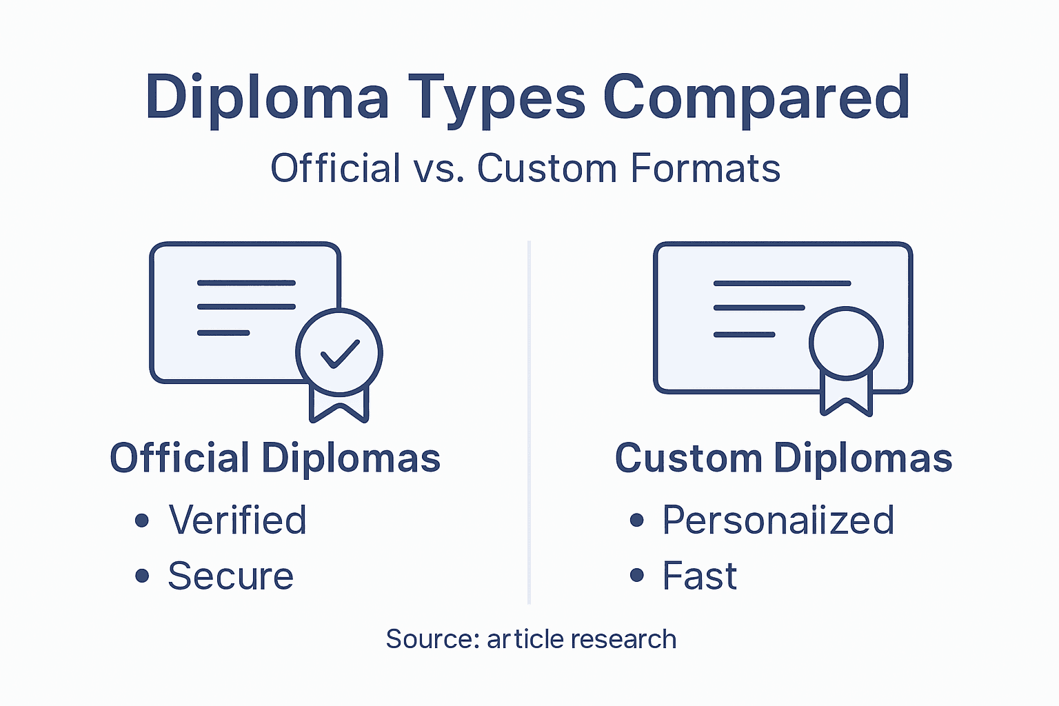 Infographic comparing official and custom diplomas
