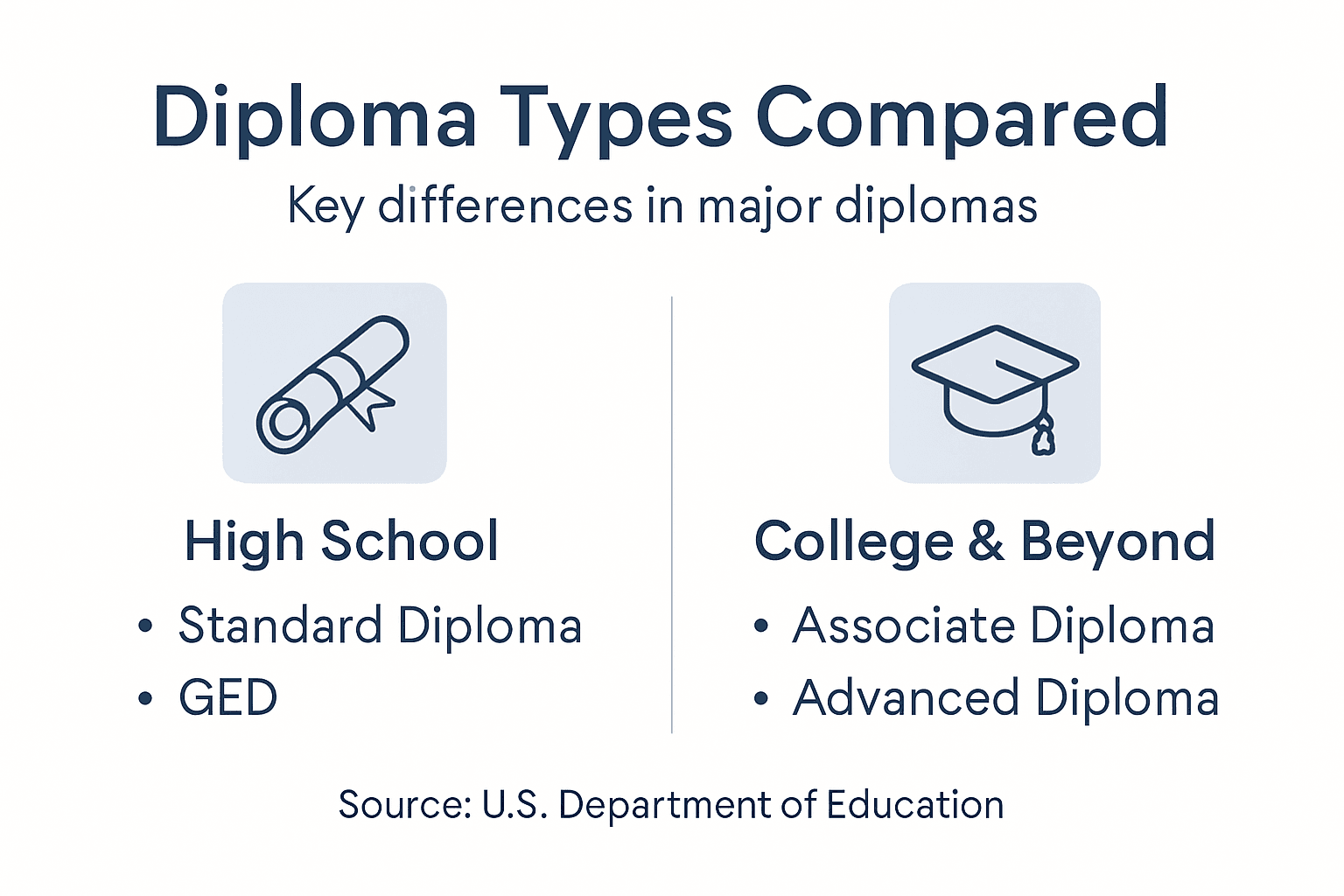 Infographic comparing types of diplomas