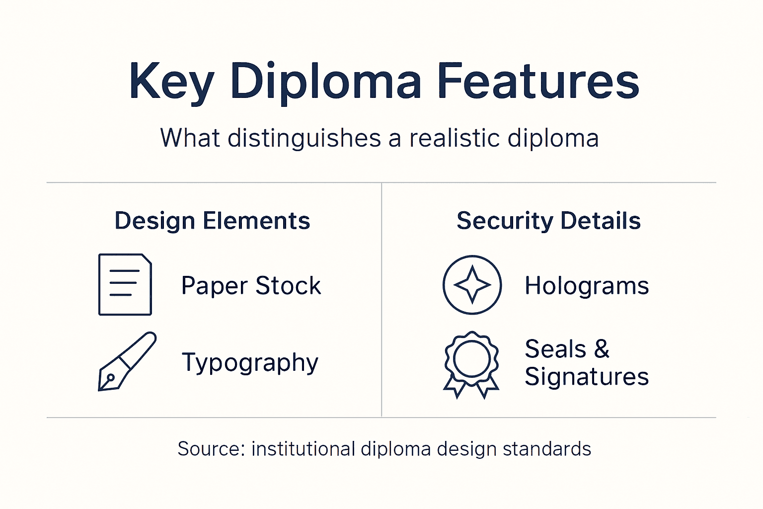 Infographic explaining realistic diploma features