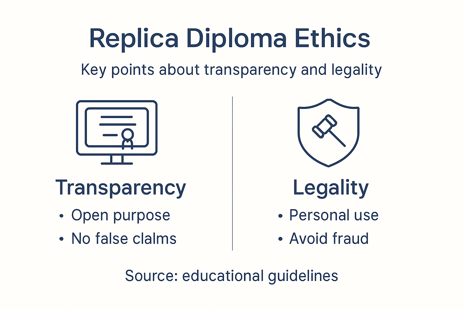 Infographic showing replica diploma ethical guidelines