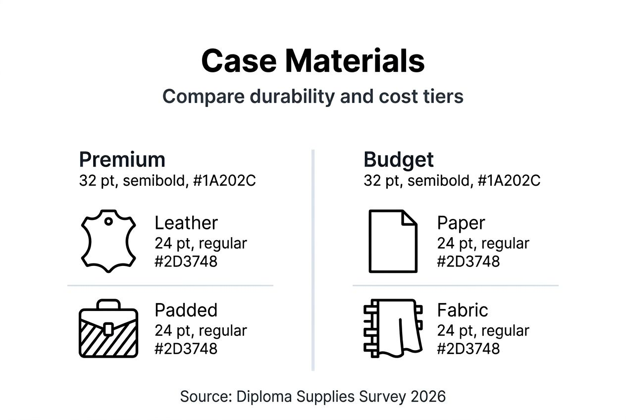 Infographic comparing diploma case materials