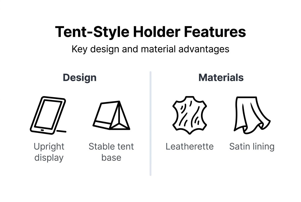 Infographic showing benefits and features of tent holders