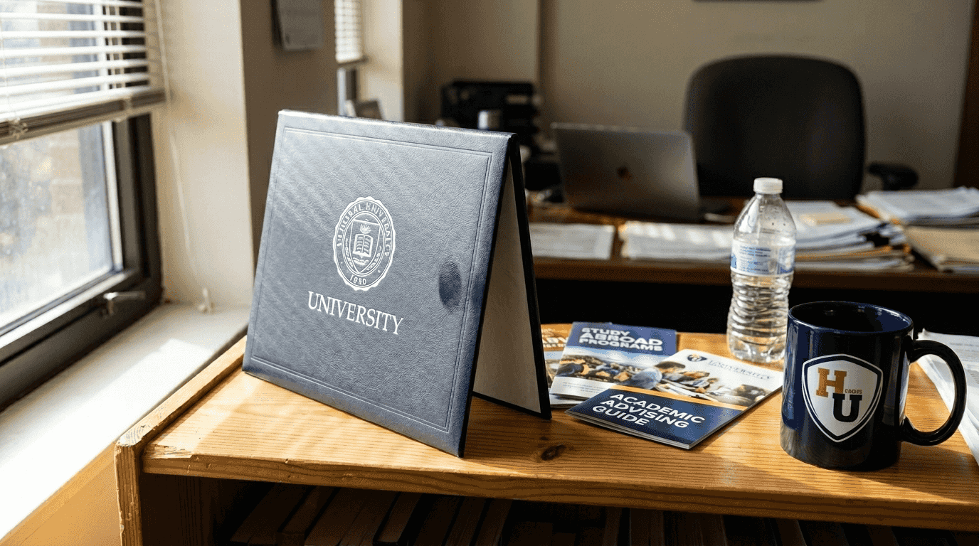 Tent-style diploma cover with display props