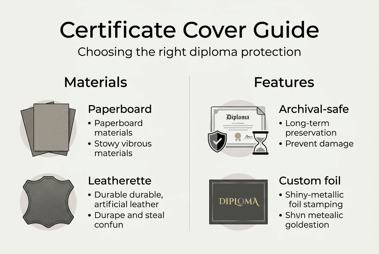 Infographic comparing diploma cover materials and features