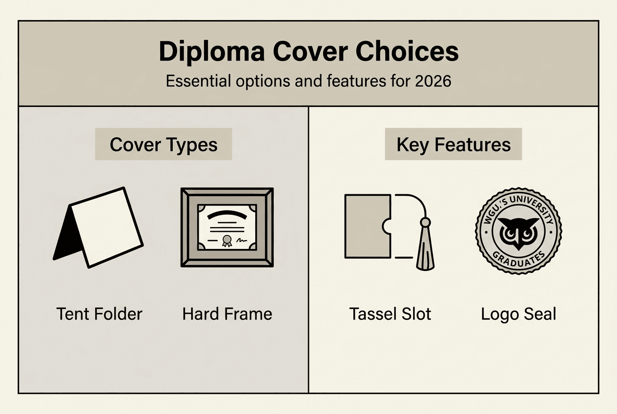 Infographic of diploma cover options and features