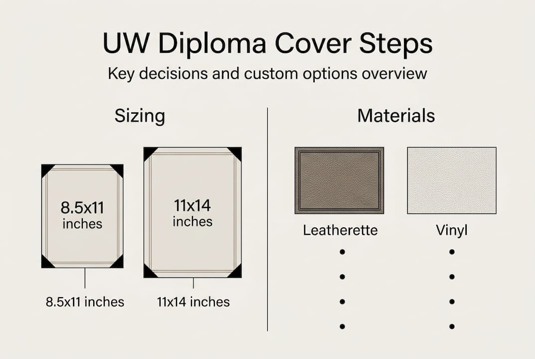 Infographic on UW diploma cover steps and options