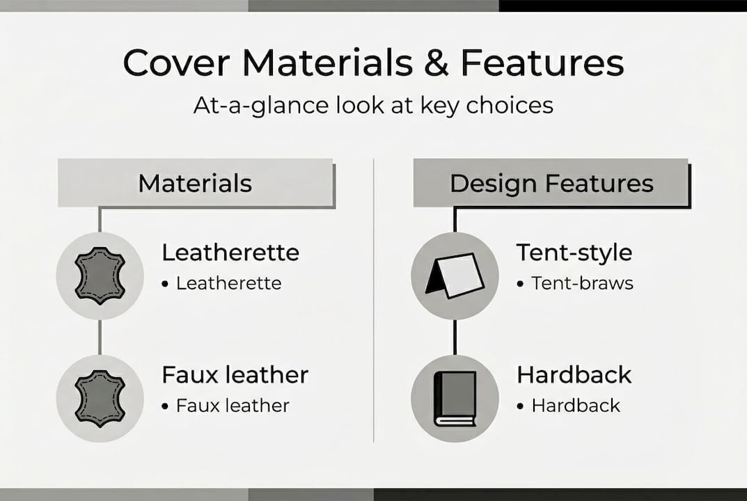 Infographic of certificate cover materials and features