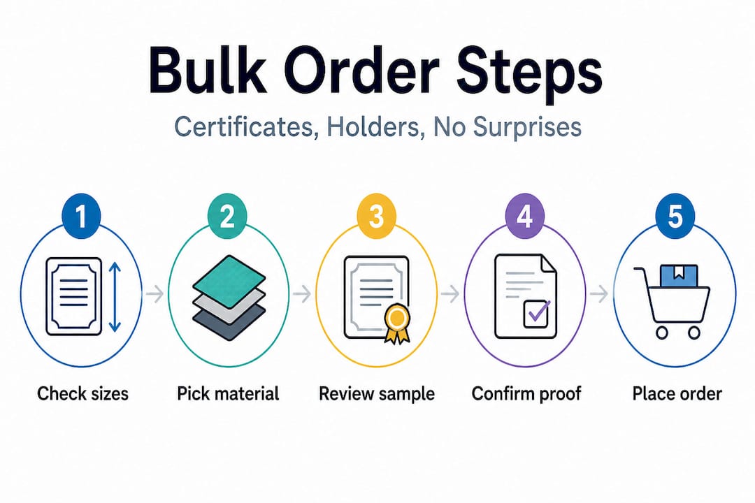 Infographic showing bulk order steps for certificate holders
