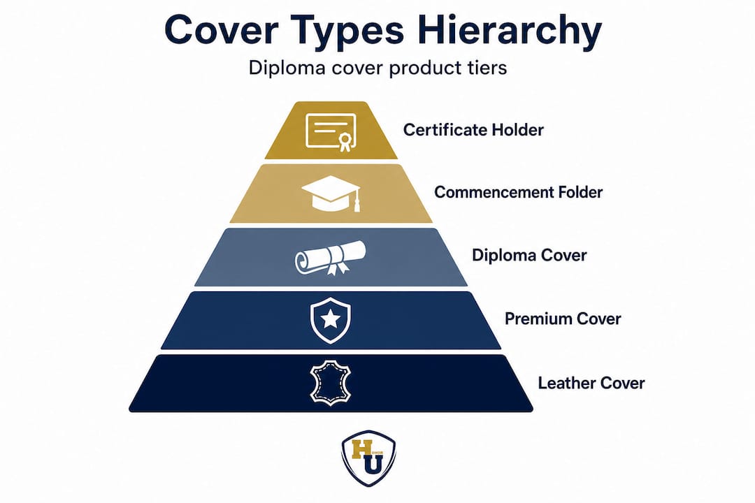 Pyramid infographic of diploma cover types