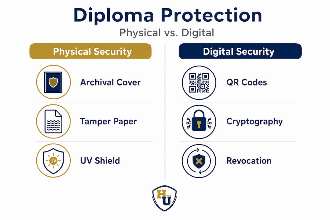 Infographic comparing physical and digital diploma security