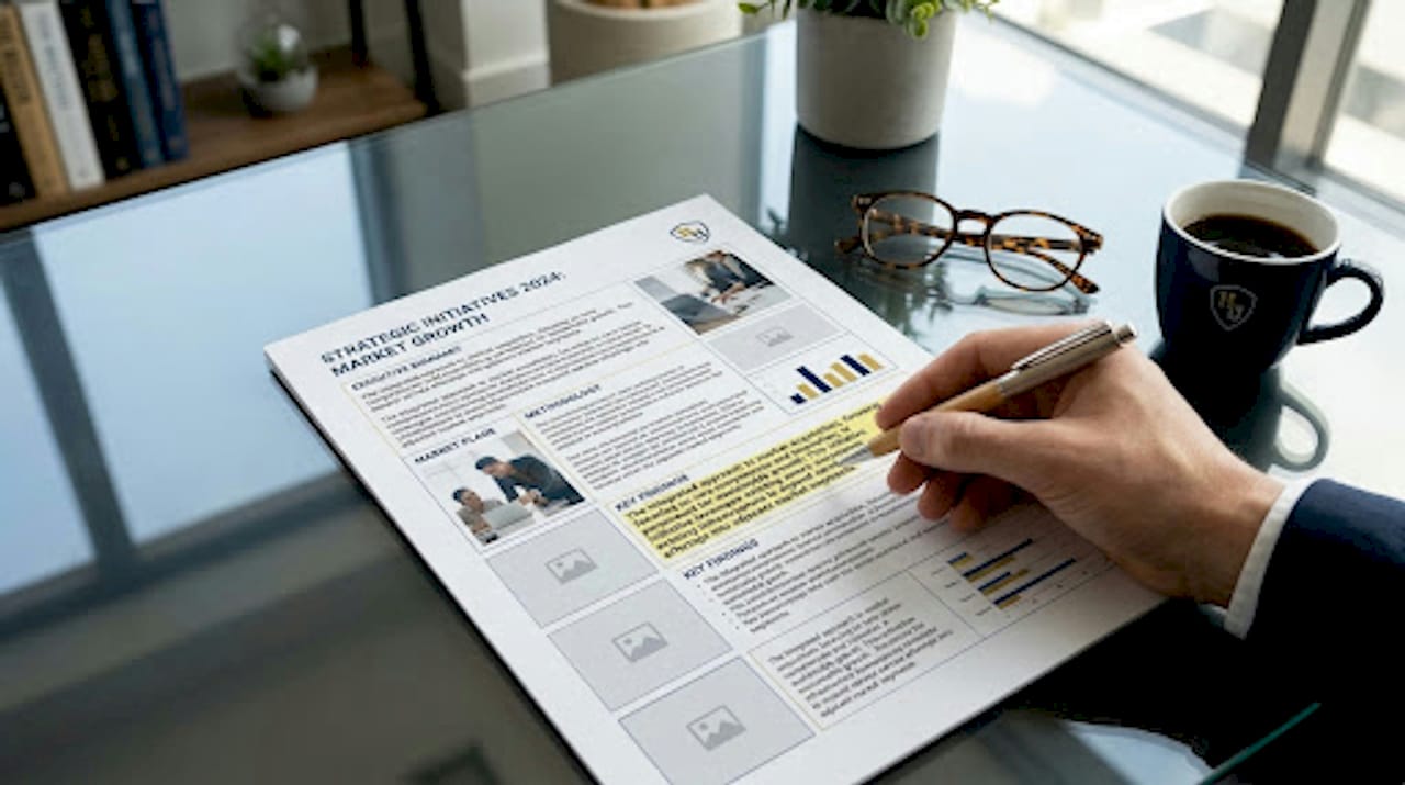 Close-up aligned document with pen and glasses