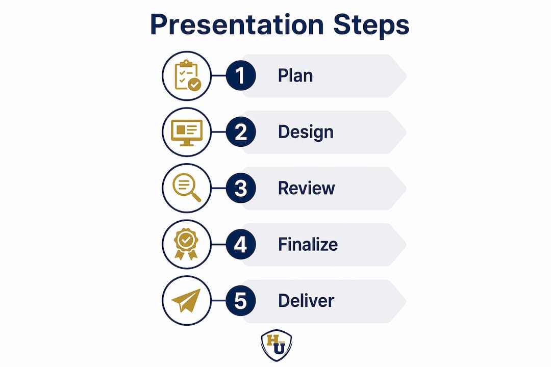 Infographic illustrating professional document presentation steps