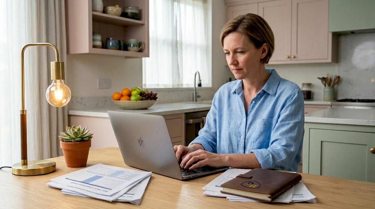 Person working with ISO certification documents