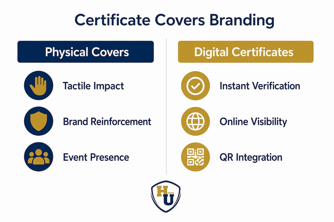 Infographic comparing physical and digital certificate branding