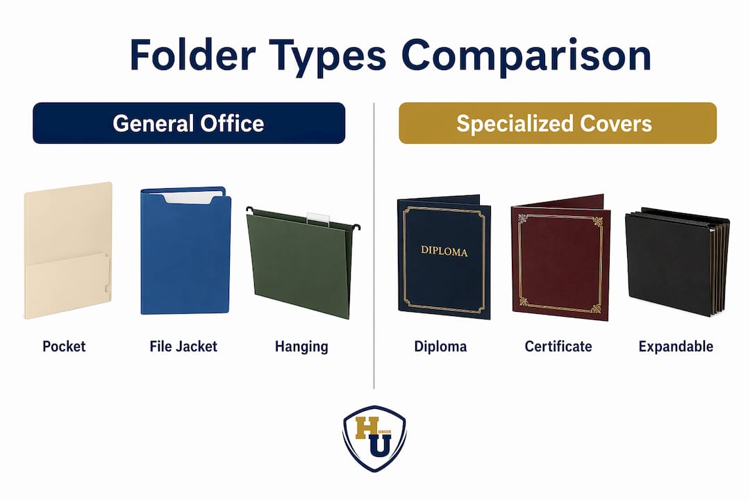 Infographic comparing general office and specialized folder types