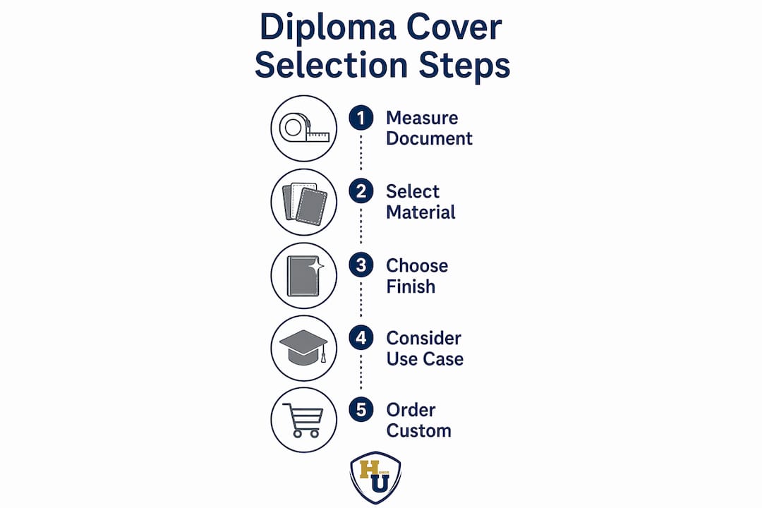 Stepwise infographic on diploma cover selection
