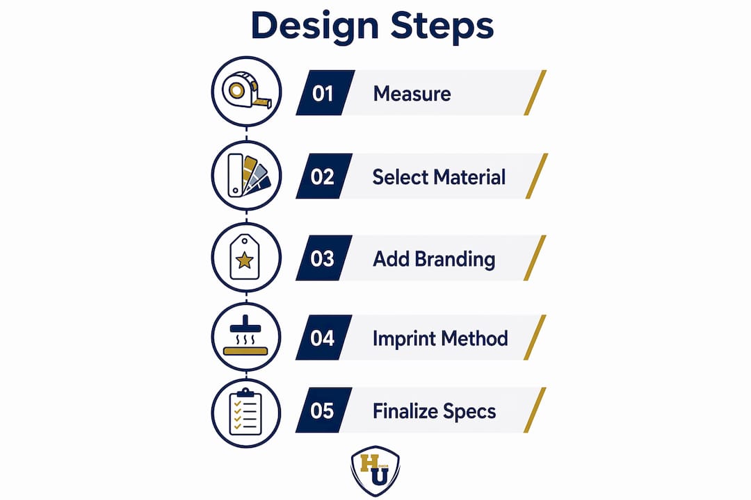 Infographic showing certificate cover design step-by-step process