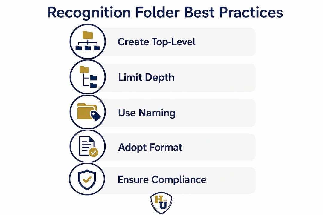 Infographic showing best practices for recognition folders