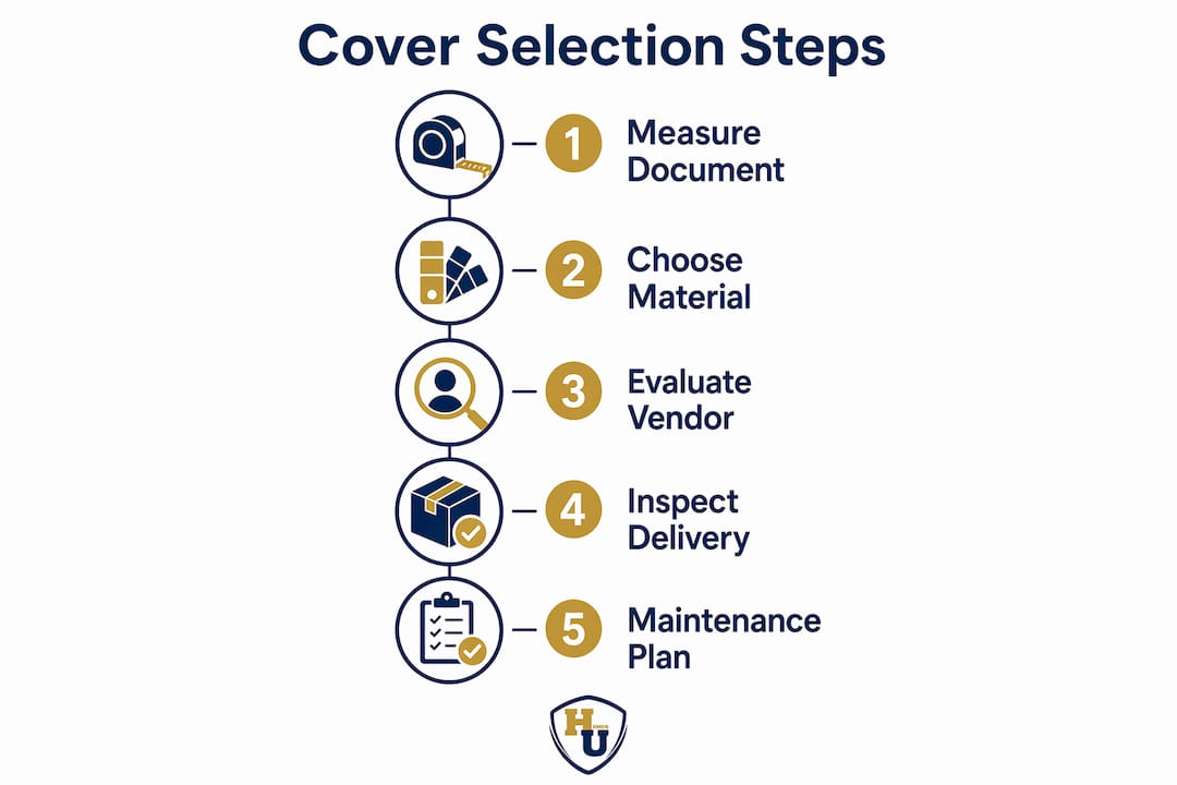 Infographic showing step-by-step cover selection process