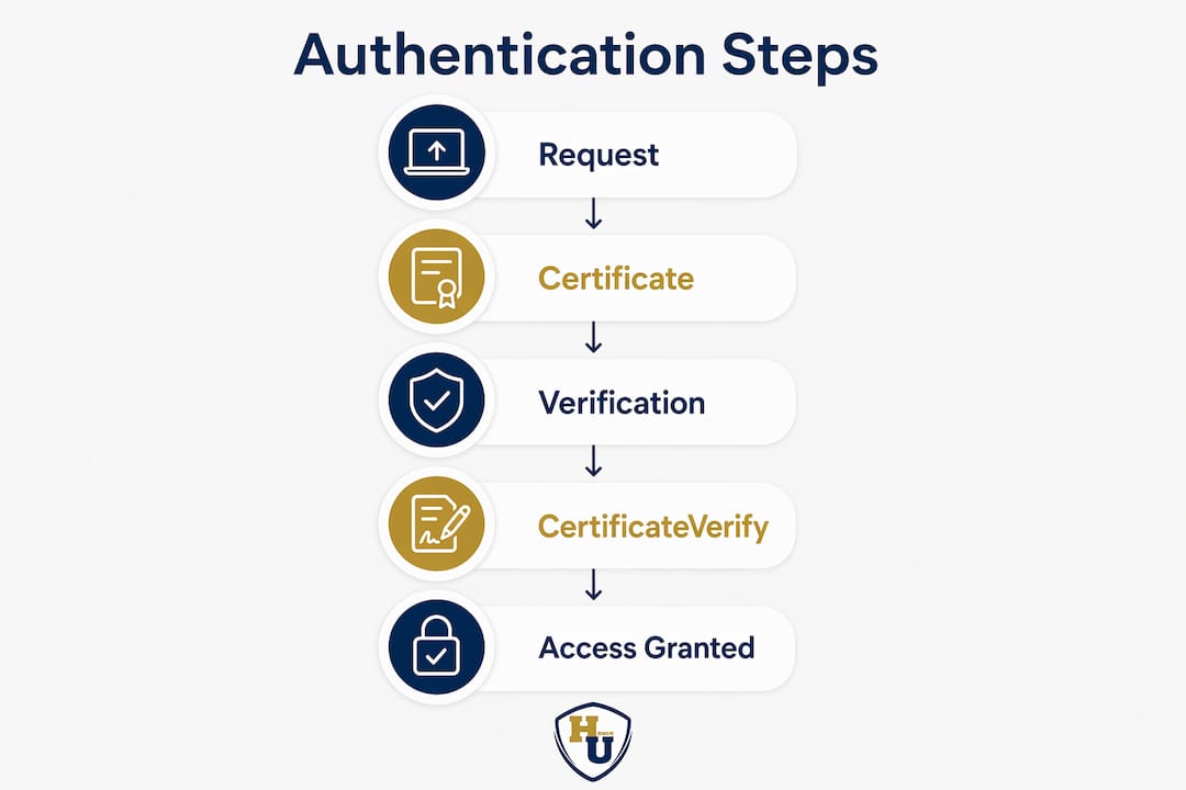 Infographic showing certificate authentication steps