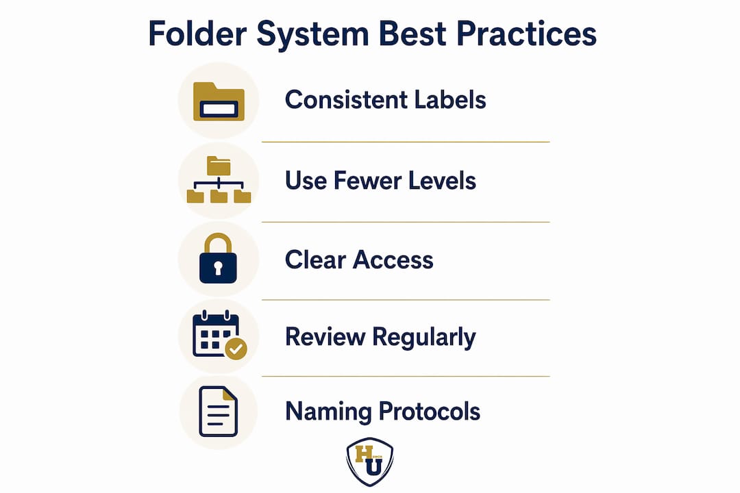 Infographic showing best practices for folder systems