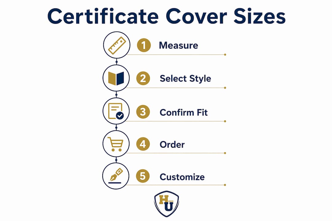 Infographic showing certificate cover size selection steps