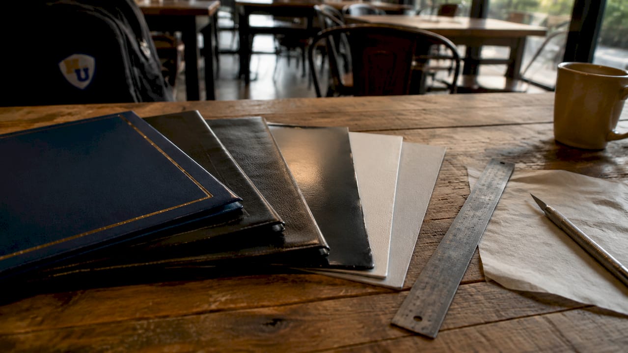 Various diploma covers with protective materials
