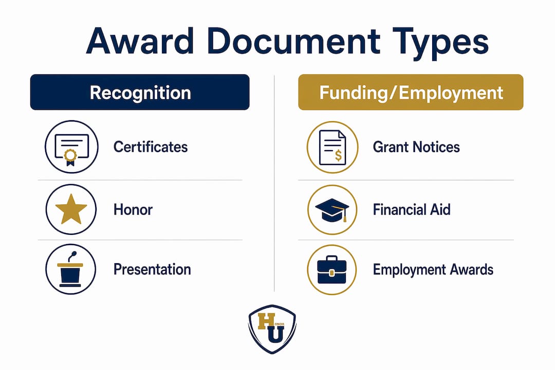Infographic comparing types of award documents