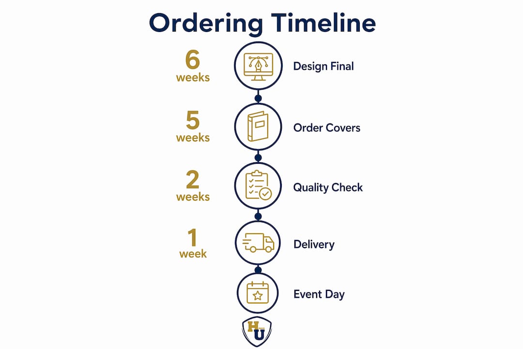 Infographic showing timeline steps for cover ordering process