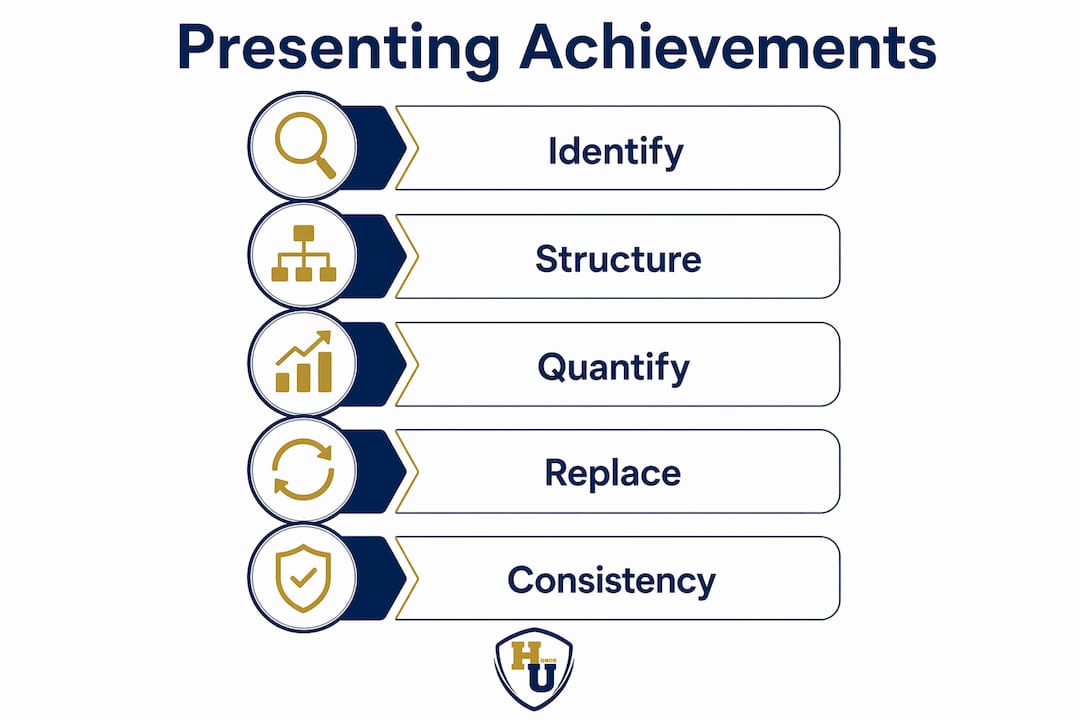 Infographic outlining steps to present achievements