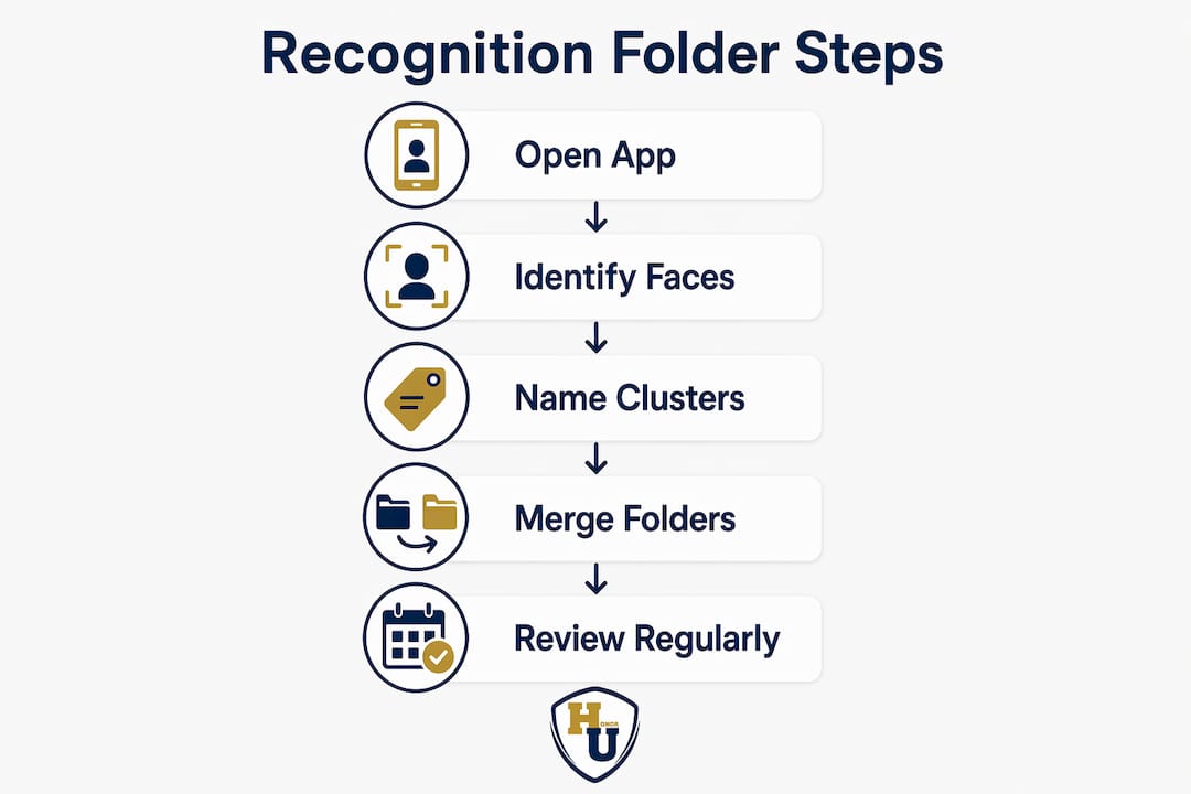 Infographic illustrating steps to create recognition folders