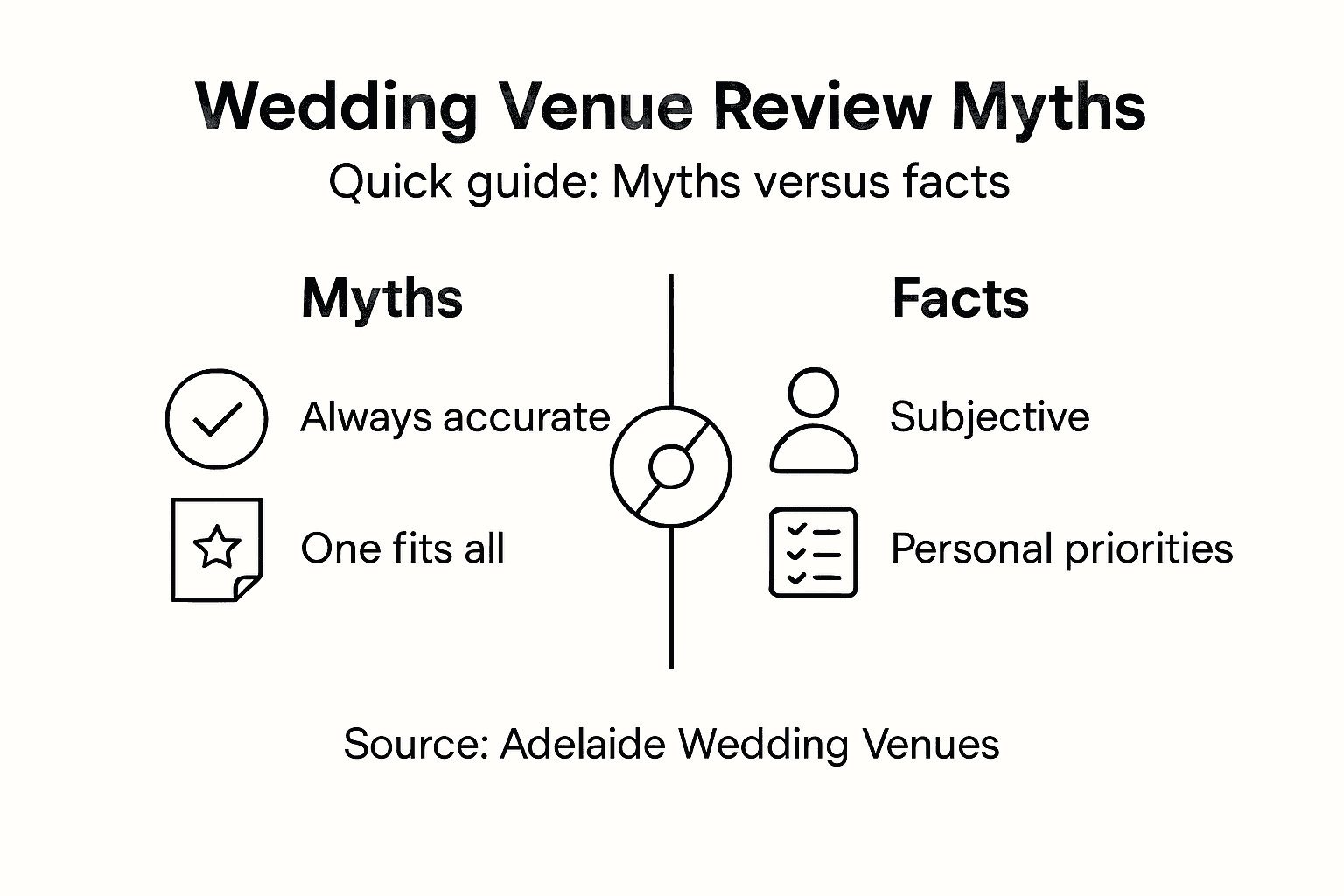 Wedding Venue Reviews – Impact on Adelaide Choices 1 Infographic on myths versus facts in wedding venue reviews