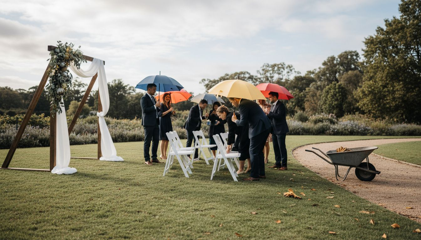 What Is a Wedding Venue? Key Choices for Adelaide Couples 1 Wedding guests preparing Adelaide garden venue