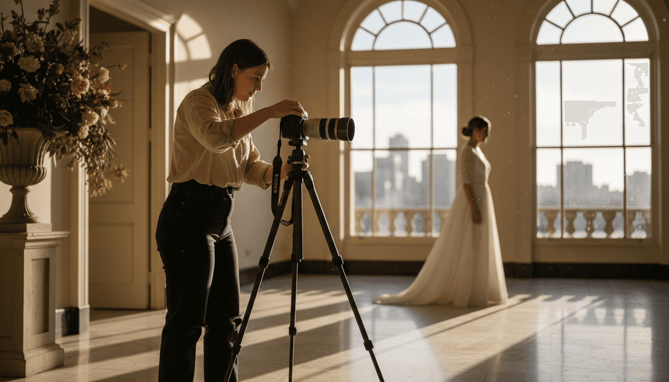Role of Wedding Photographers in Adelaide Venues 1 Photographer sets tripod in Adelaide ballroom