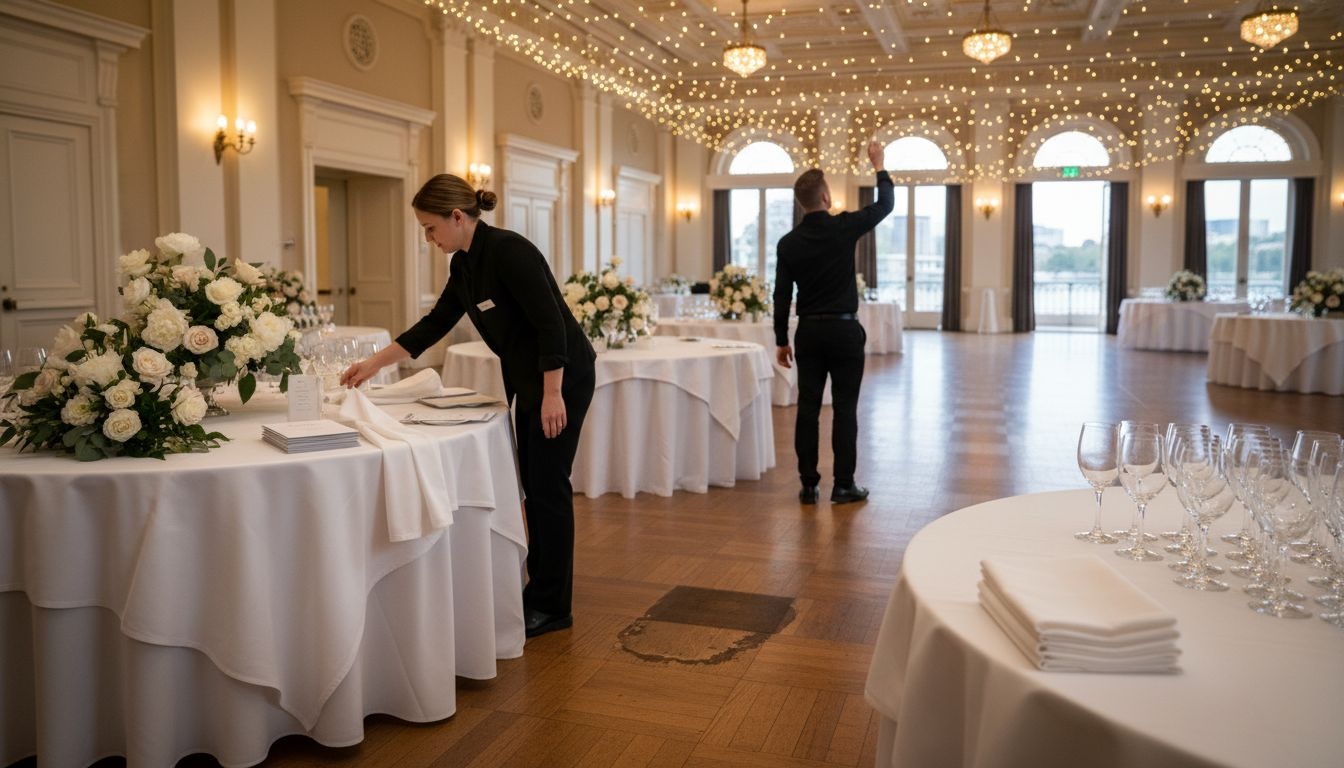 Destination Wedding Venues: Transforming Adelaide Ceremonies 2 Coordinators preparing Adelaide ballroom wedding