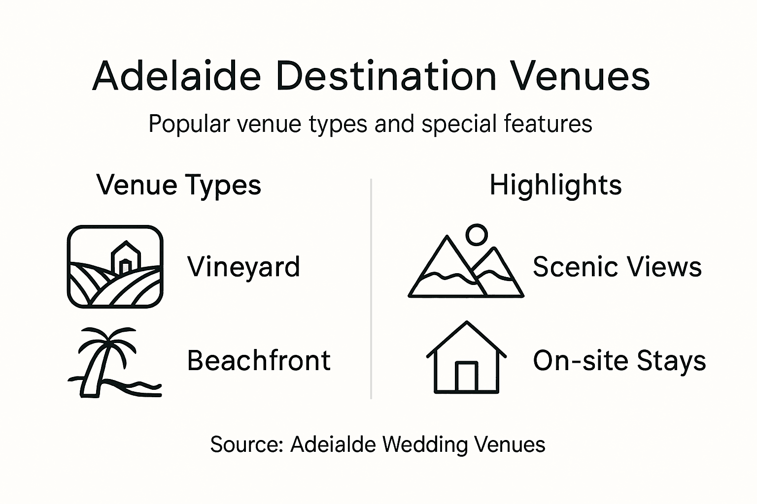 Destination Wedding Venues: Transforming Adelaide Ceremonies 1 Infographic showing Adelaide wedding venue types