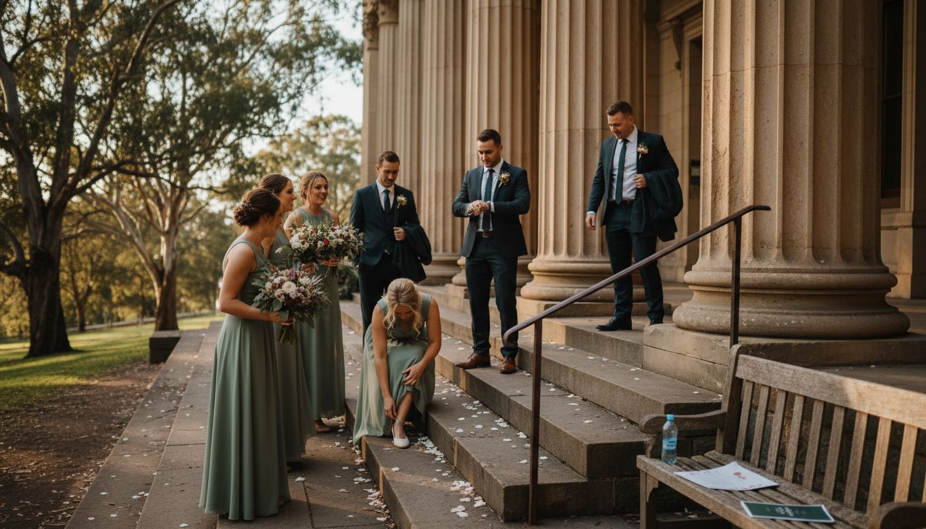 Adelaide Wedding Trends 2026: 85 Venues for Unique Weddings 1 Wedding party at Adelaide heritage venue steps