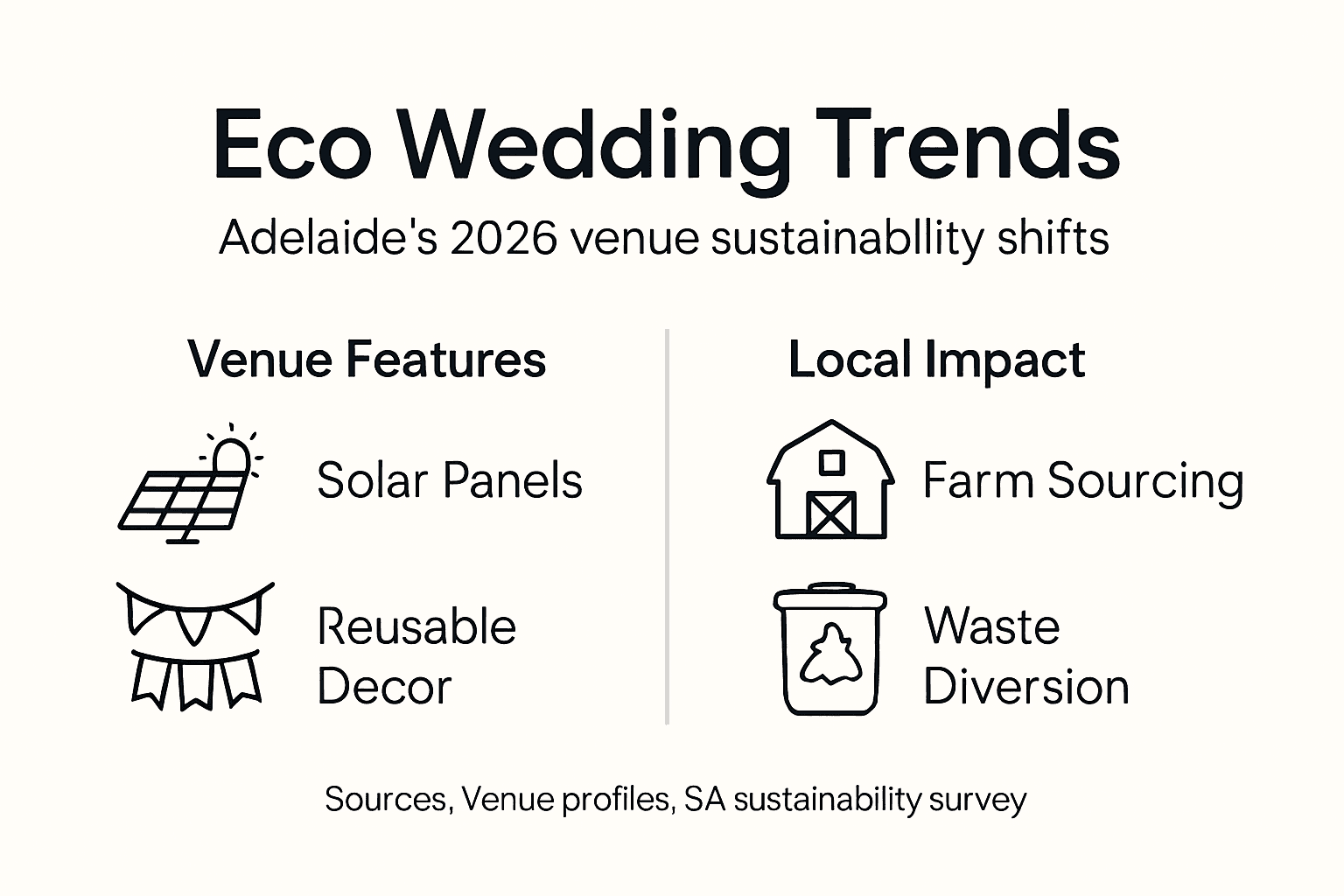 Adelaide Wedding Trends 2026: 85 Venues for Unique Weddings 2 Infographic on Adelaide wedding sustainability trends