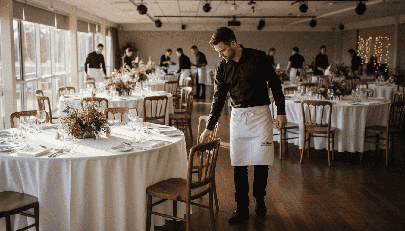 Unique wedding venues in Adelaide: examples for every style 1 Staff preparing Festival Function Centre reception