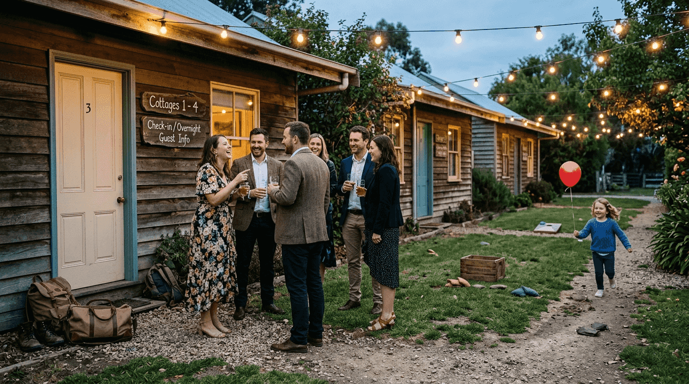 Why wedding venue amenities matter: Adelaide couples guide 2 Guests enjoying wedding on-site accommodation