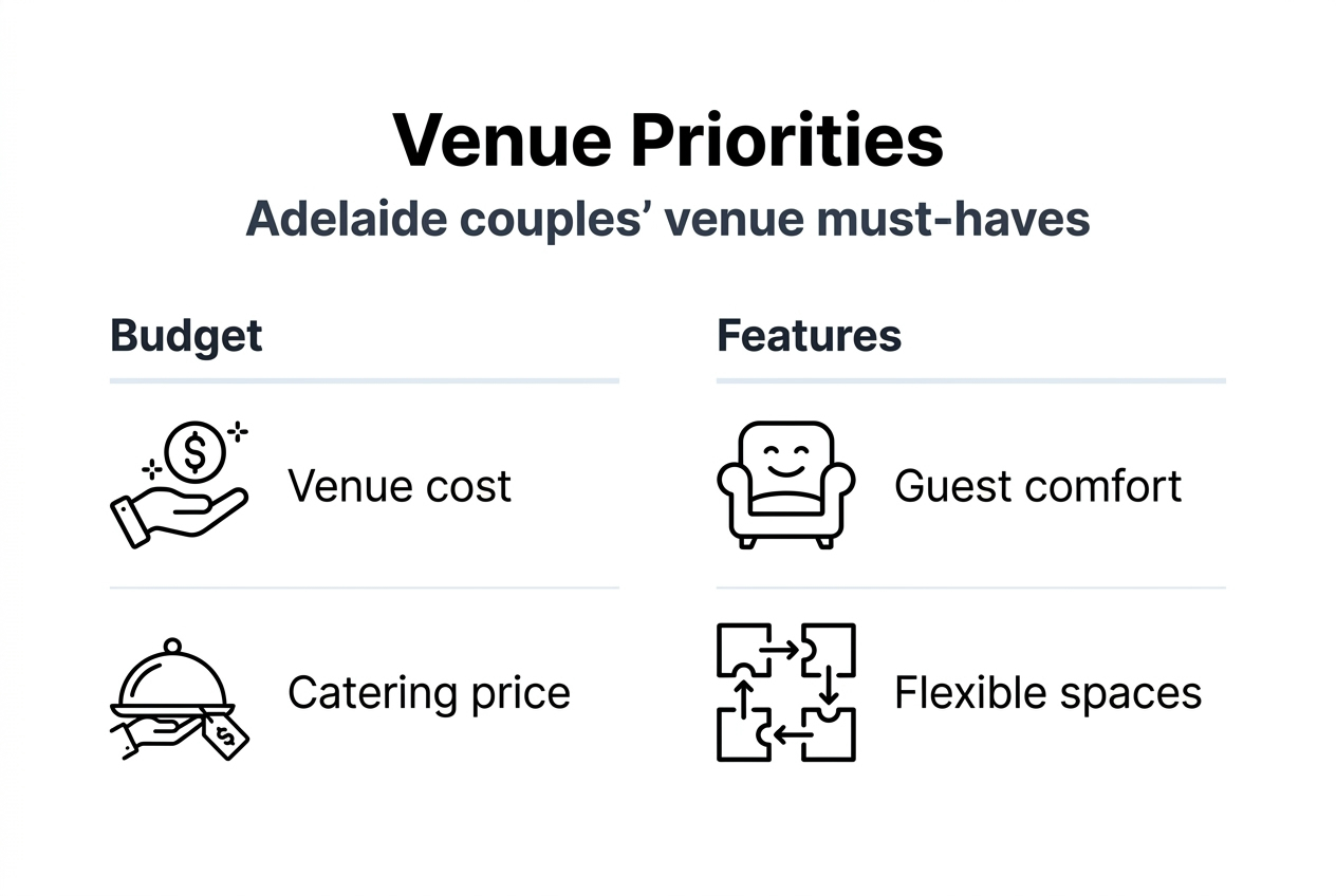 How to shortlist wedding venues in Adelaide with confidence 1 Infographic of Adelaide venue priorities