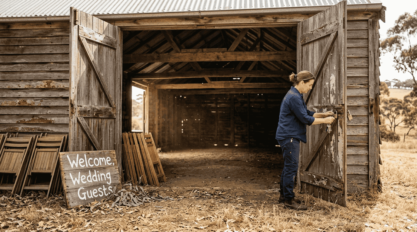 Budget wedding tips for South Australian couples in 2026 1 Rustic barn venue in Adelaide Hills