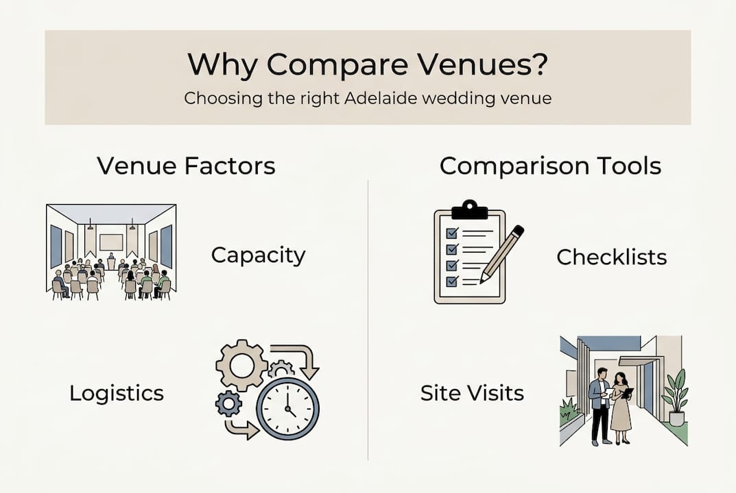 Why couples compare venues: making the right choice in Adelaide 2 Infographic highlights top reasons and tools for venue comparison