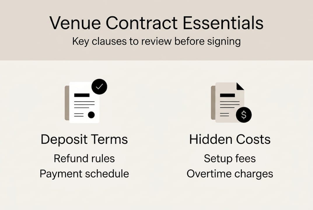 Understanding wedding venue contracts: Adelaide guide 1 Infographic with key wedding contract points