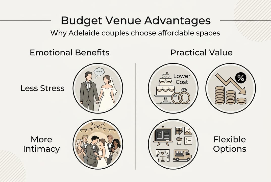 Why budget wedding venues appeal to Adelaide couples 2 Infographic showing budget wedding venue benefits